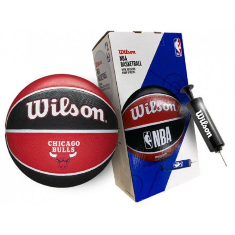 М'яч баскетбольний в подарунковій коробці + насос Wilson NBA TEAM TRIBUTE BSKT CHI BULLS S розмір 7 WZ4021501XP (Оригінал)