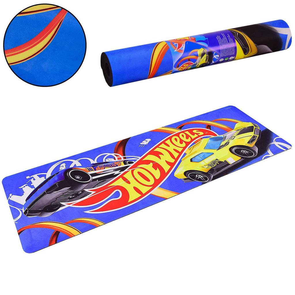 [HY0103] Килимок для йоги та фітнесу Hot Wheels PU HY0103 173см 61см 6мм Синій Хот-Вілс