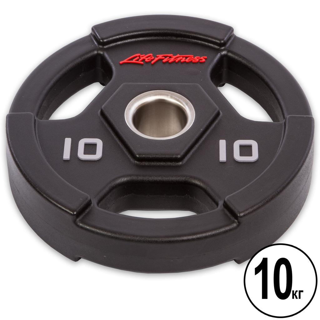 [GC-80154-10] Диски для штанги поліуретанові LIFE FITNESS GC-80154-10 51мм 10кг чорний