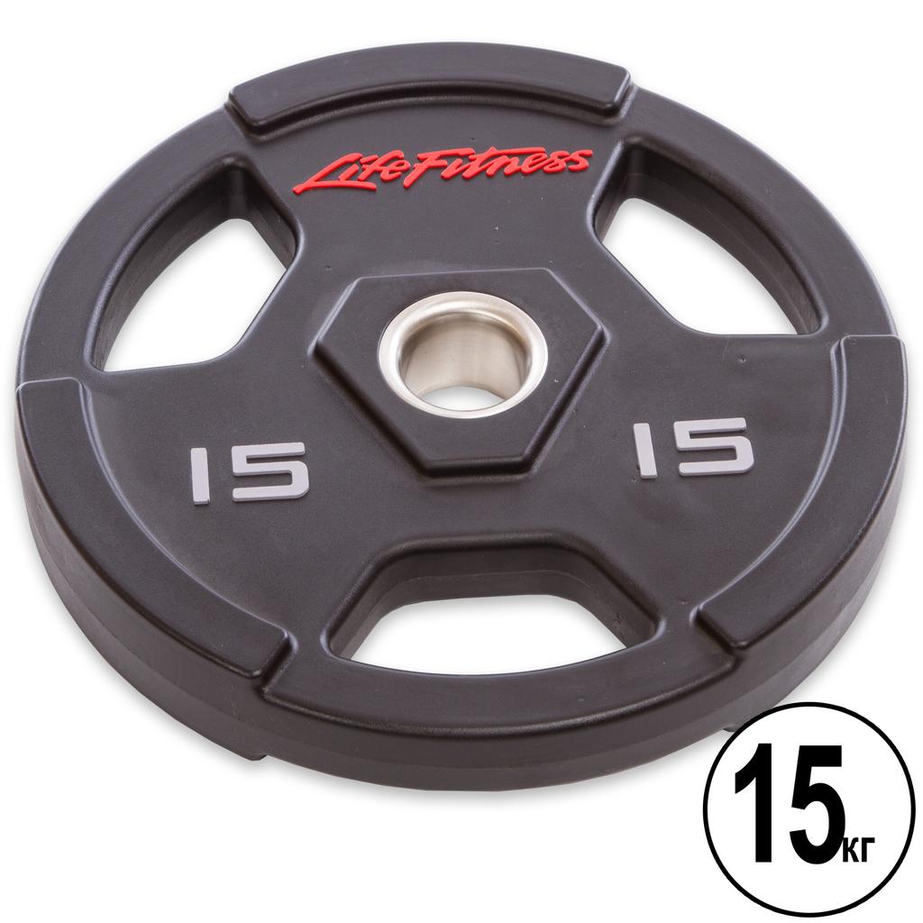 [GC-80154-15] Диски для штанги поліуретанові LIFE FITNESS GC-80154-15 51мм 15кг чорний