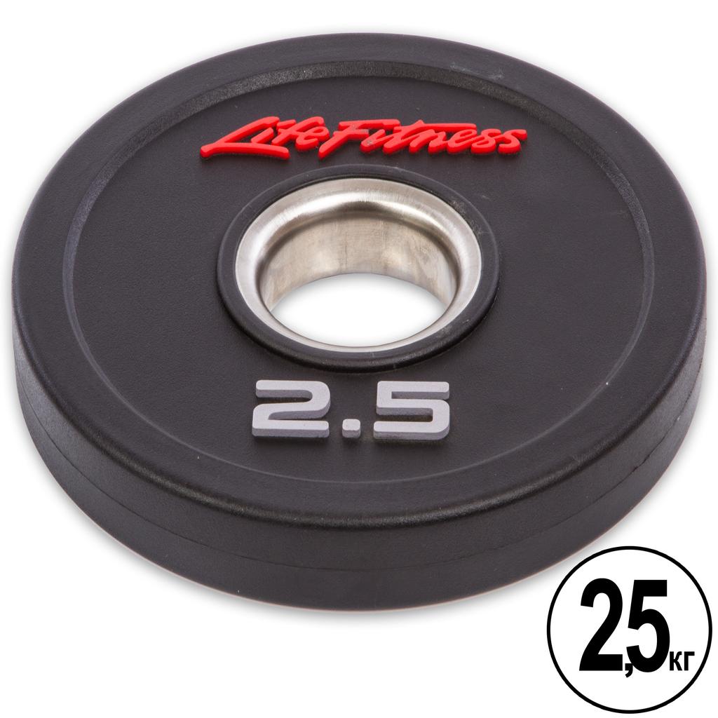[GC-80154-2.5] Диски для штанги поліуретанові LIFE FITNESS GC-80154-2.5 51мм 2.5кг чорний
