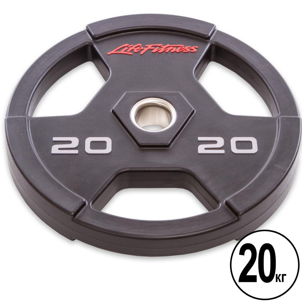 [GC-80154-20] Диски для штанги поліуретанові LIFE FITNESS GC-80154-20 51мм 20кг чорний