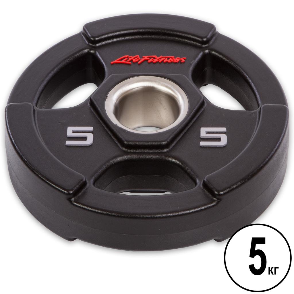 [GC-80154-5] Диски для штанги поліуретанові LIFE FITNESS GC-80154-5 51мм 5кг чорний