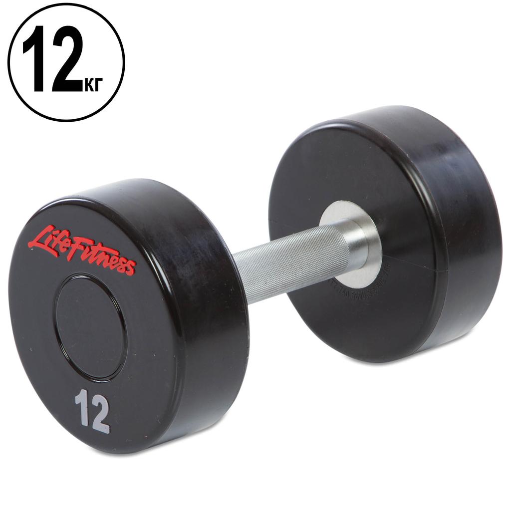 Гантель цільна професійна LIFE FITNESS GA-80081-12 1шт 12кг