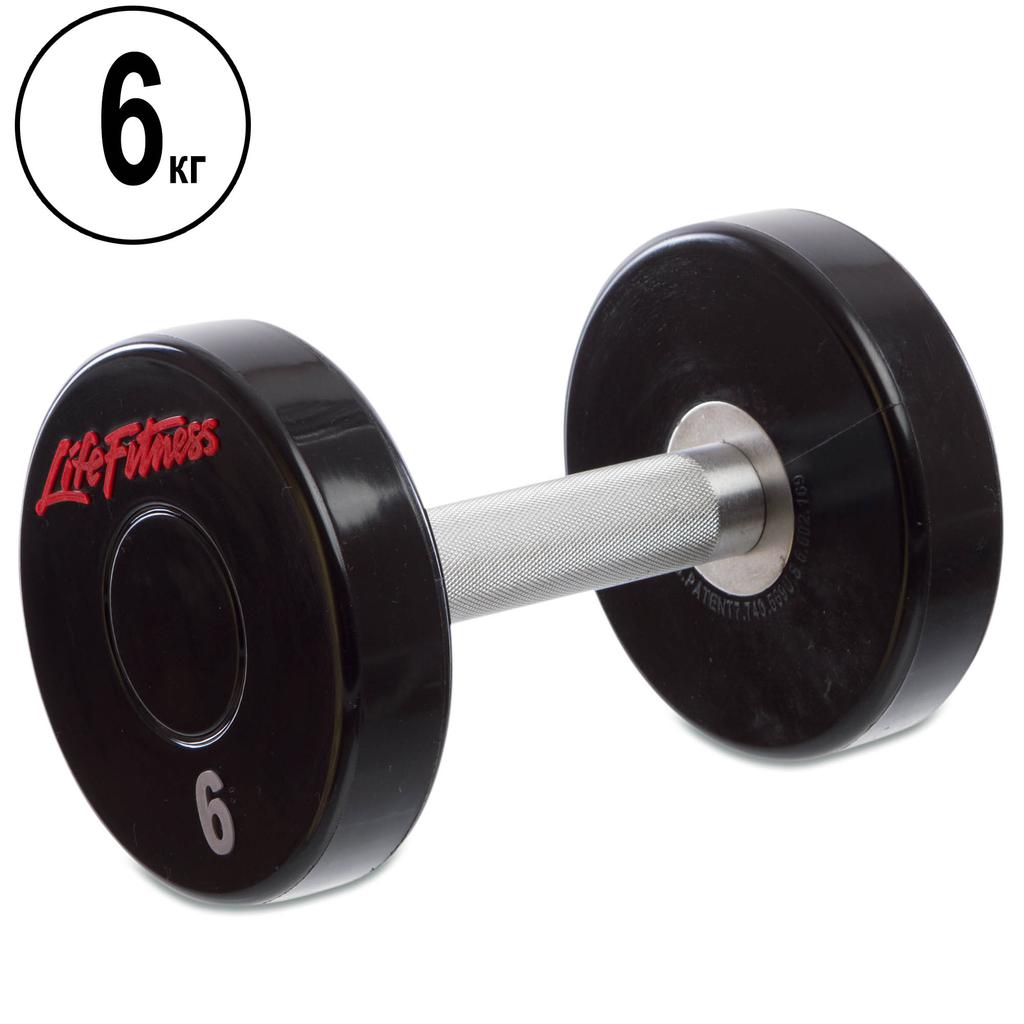 Гантель цільна професійна LIFE FITNESS GA-80081-6 1шт 6кг