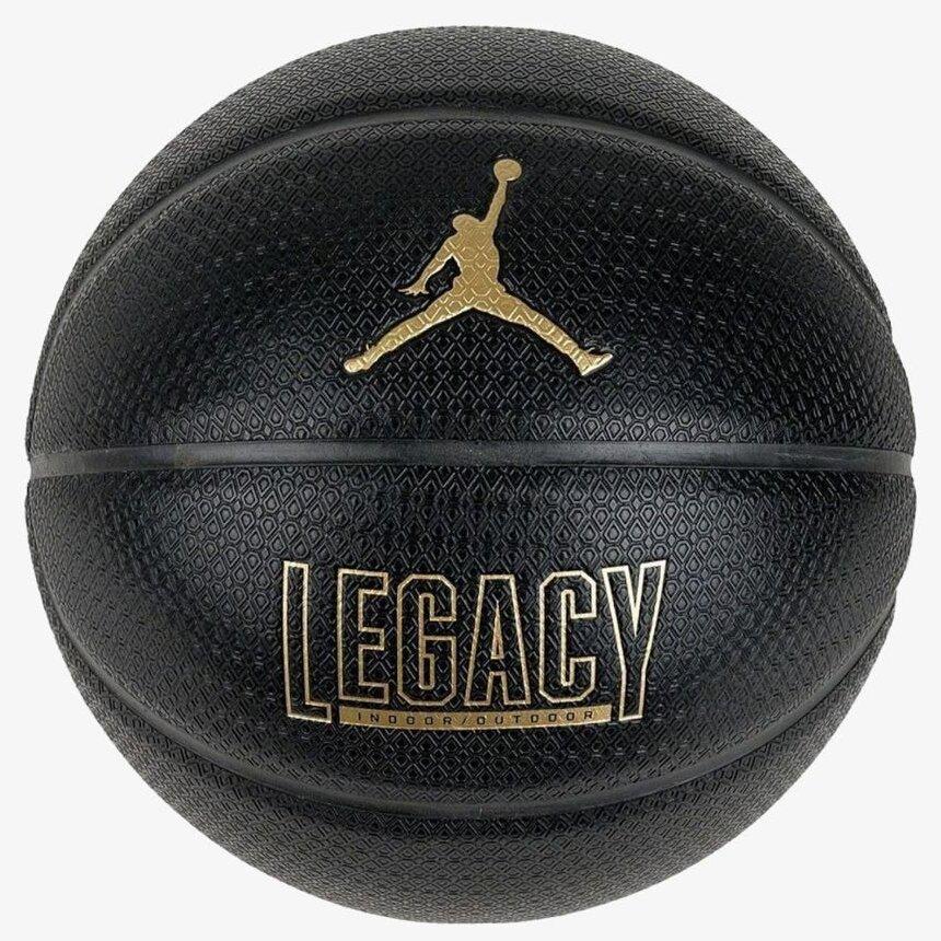 М'яч баскетбольний Nike JORDAN LEGACY 2.0 8P DEFLATED Black/Metallic Gold розмір 7 J.100.8253.051.07 (Оригінал)