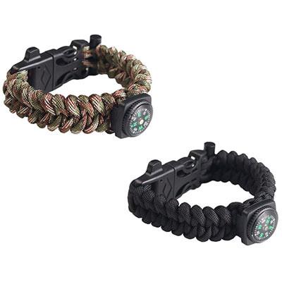 [XJ-021] Браслет виживання з компасом, кресало, ніж, свисток 280x2.2см XJ-021 Зелений