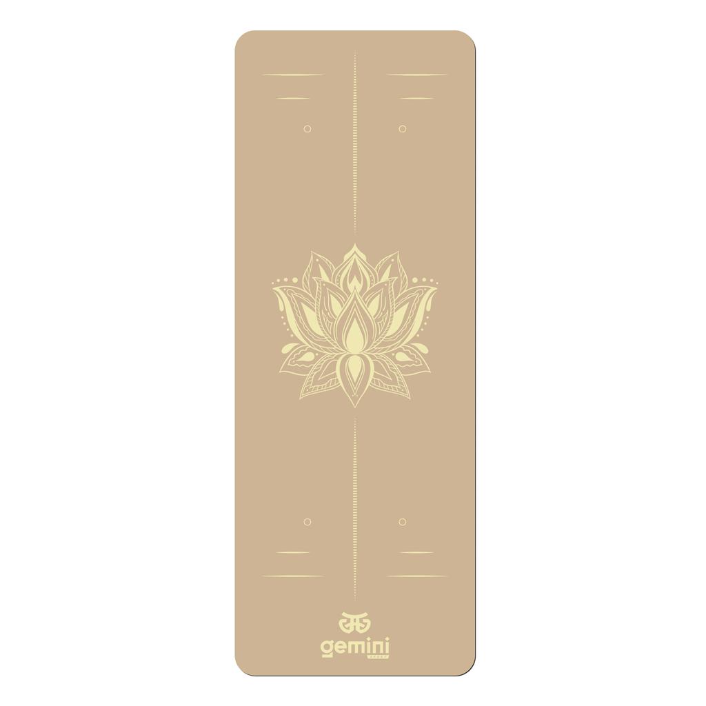 Килимок для йоги каучуковий поліуретан Pro ILLustration Gemini Sport Pro  183см*68см*5мм PUY-5900-5 бежевий