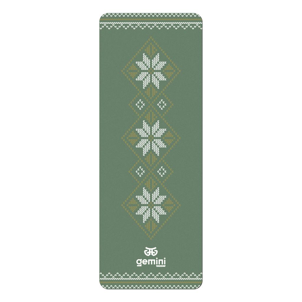 Килимок для йоги каучуковий поліуретан Pro ILLustration Gemini Sport Pro 183см*68см*5мм PUY-5900-9 зелений