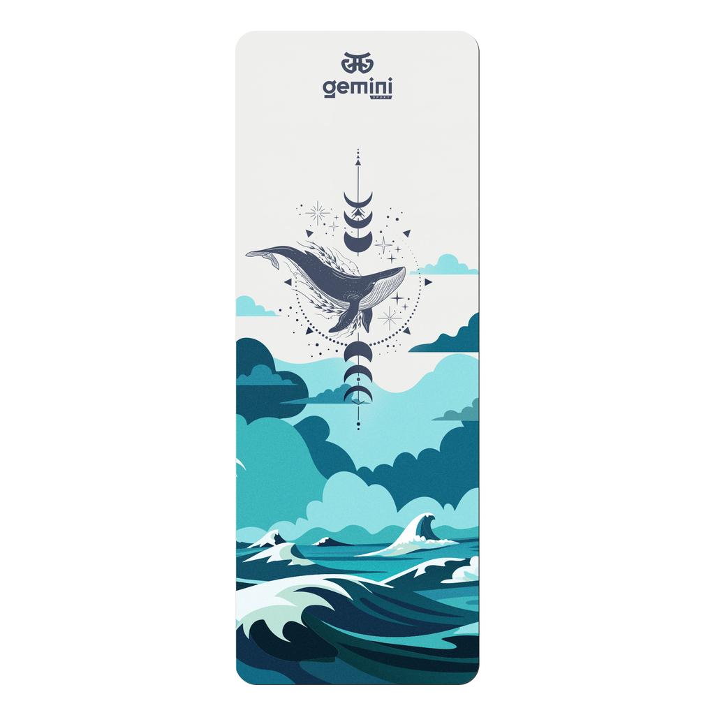 Килимок для йоги каучуковий поліуретан Pro ILLustration Gemini Sport Pro 183см*68см*5мм PUY-5900-11 синьо-блакитний