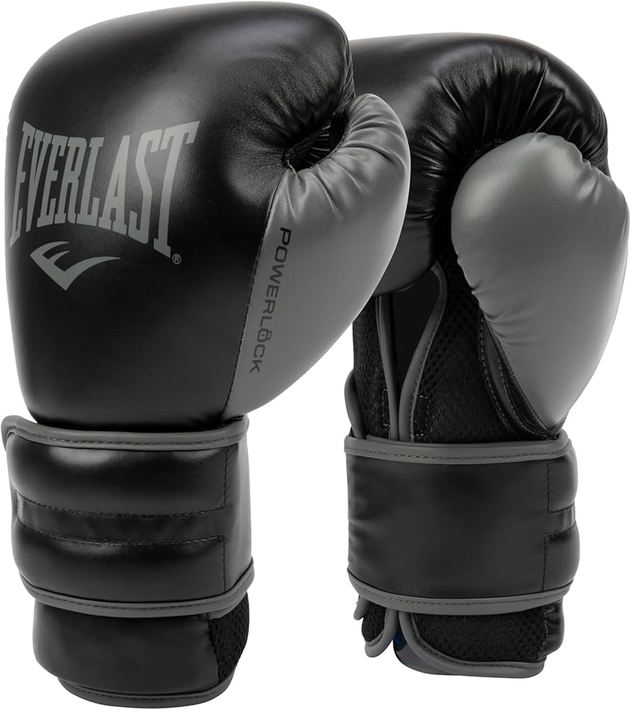 [P00002285] Боксерські рукавички Everlast POWERLOCK 2R TRAINING GLOVE 14oz Чорно-сірі (Оригінал) P00002285